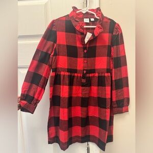 GAP Kids Red and Black Checkered Shirt dress Girls sz S 6/7.